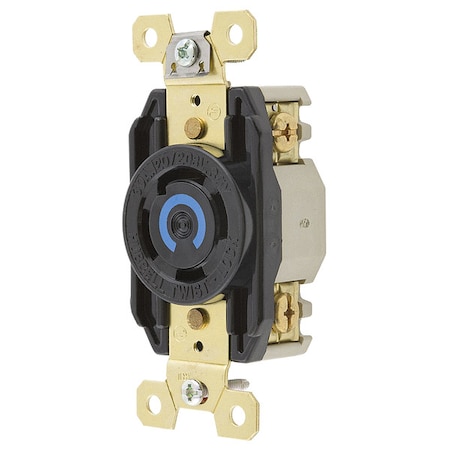 Locking Receptacle, L18-30R, 30 A, 120/208V AC, Three Phase, 4 Pole, Flush Mount, Screw Terminals