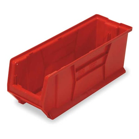 Storage Bin, Polypropylene/Polyethylene, Red, 9 in H, 8 1/4 in W, 23 7/8 in L