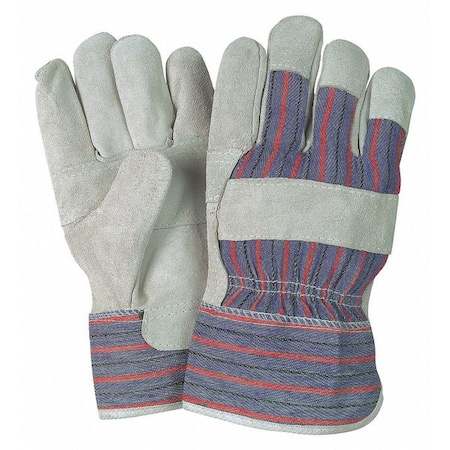 Leather Palm Gloves, Starched Safety Cuff Cuff, Wing Thumb, L, 12 PK