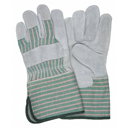 Leather Palm Gloves, Rubberized Gauntlet Cuff Cuff, Wing Thumb, L, 12 PK