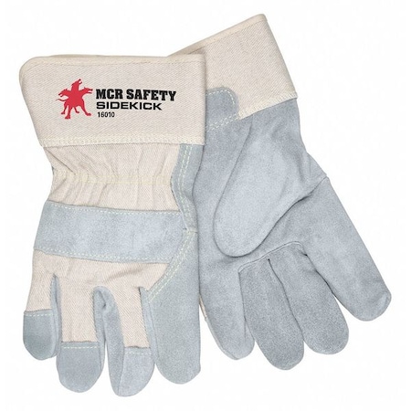 Leather Cut-Resistant Gloves, Cowhide, Safety Cuff, Wing Thumb, Full Finger, Gray, XL, 12 PK