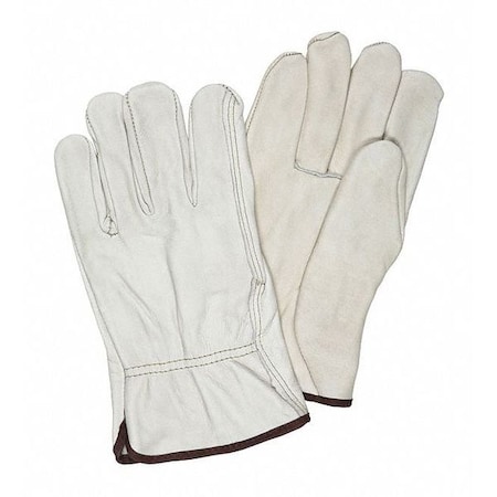 Leather Drivers Gloves, Slip-On, Straight Thumb, Gunn Cut, Beige, L 12 PK