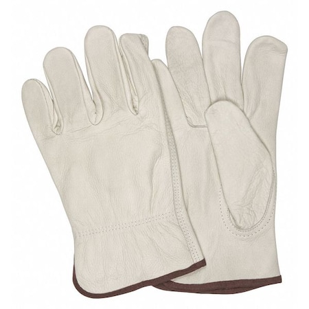 Leather Drivers Gloves, Grain Cowhide, Gunn Cut, Keystone Thumb, Beige, L, PK12