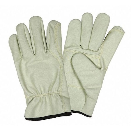 Leather Drivers Gloves, Slip-On, Wing Thumb, Gunn Cut, Beige, M 12 PK