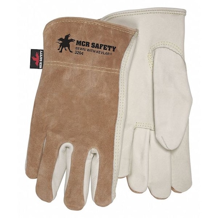 Leather Drivers Gloves, Cowhide, Shirred Slip-On, Keystone Thumb, Gunn - Full Back Cut, Beige, 2XL