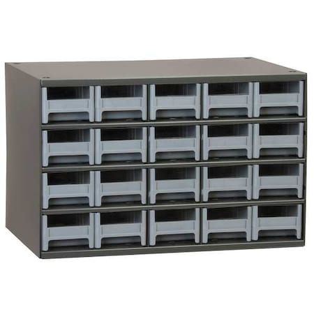 Steel, Polystyrene, Drawer Bin Cabinet, 11 in D x 11 in H x 17 in W