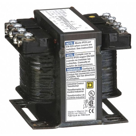 Control Transformer, 100 VA, Not Rated, 12/24V AC, 120V AC