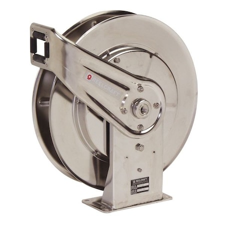 Hose Reel, 3/8 in Hose Diameter, 66 ft Length, 3,000 psi Max. Pressure, Stainless Steel, Silver