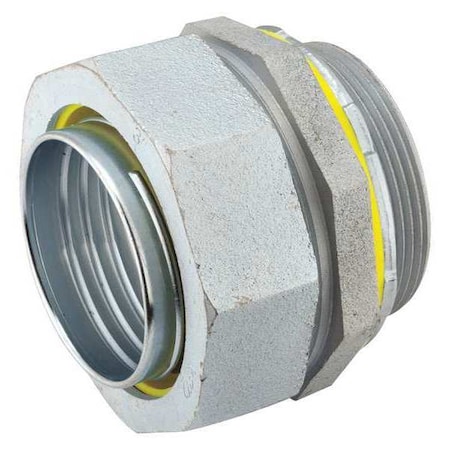 Conduit Fitting Connector, 1-1/2 in, Liquid-Tight, Steel, Electro Zinc Plated, Gray