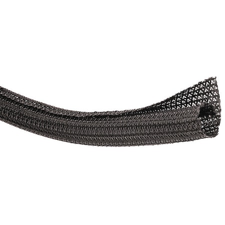 Braided Cable Sleeve, 1/2 in Inside Dia., 1/2 in Max Bundle Dia., 75 ft, Polyethylene Terephthalate