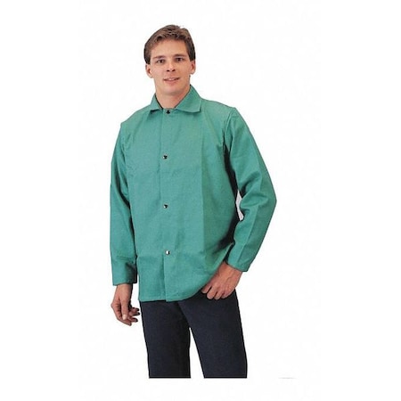 Jacket, Cotton, 9 oz, 30 in Length, snaps Closure, Green, Xl