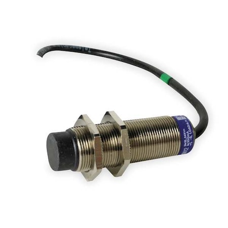 Cylindrical, Inductive Proximity Sensor, 18 mm Dia., Brass, 2 m, Bare Wire, 3 Wires, Shielded