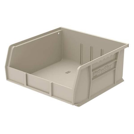 Hang & Stack Storage Bin, 11 in W x 10-7/8 in L x 5 in H, 50 lb Load Capacity, Stone, Plastic