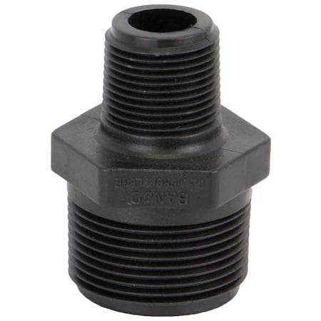 Reducing Nipple, Polypropylene, 1-1/4" x 3/4", Schedule 80, 300 psi Max Pressure