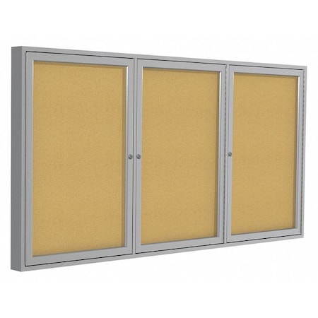 Enclosed Cork Bulletin Board 36x72", 3 Door