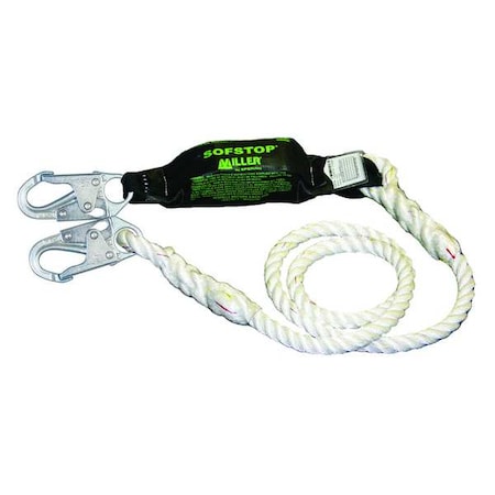 SofStop(TM) Positioning Lanyard, 6 ft. Length, Snap Hook, Steel, 1 Leg(s), 310 lb. Weight Capacity