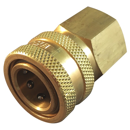 Hydraulic Quick Connect Hose Coupling, Brass Body, Push-to-Connect Lock, 1"-11-1/2 Thread Size