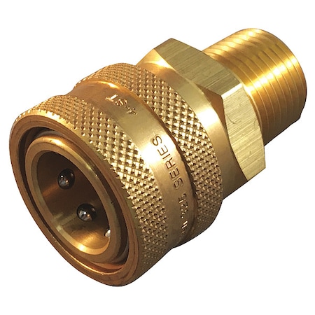 Hydraulic Quick Connect Hose Coupling, Brass Body, Push-to-Connect Lock, 3/4"-14 Thread Size
