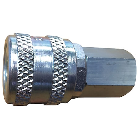 Hydraulic Quick Connect Hose Coupling, Steel Body, Push-to-Connect Lock, 1/4"-18 Thread Size