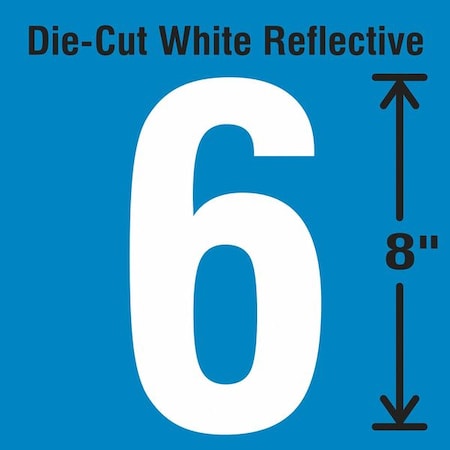 Number Label, Vinyl, White,Number 6,8"H
