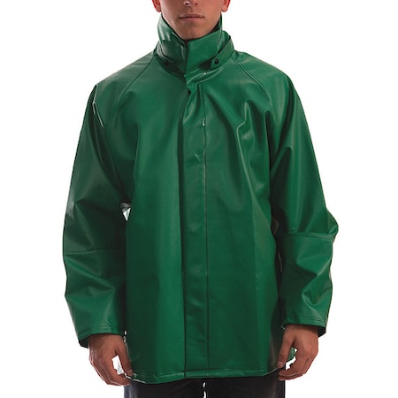 Flame Resistant Rain Jacket, S, 13 oz Heavy Duty PVC, snaps Closure