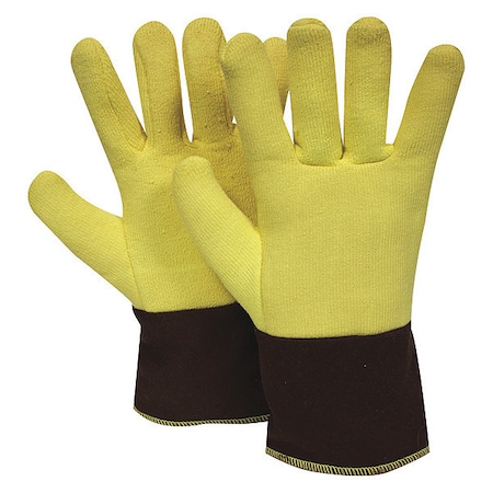 Thermal Gloves, Terry Cloth/Kevlar(R), 500 Degrees F Max Temp., Yellow, Jumbo, 1 PR