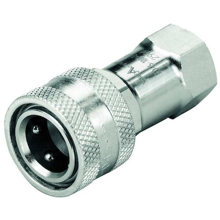 Hydraulic Quick Connect Hose Coupling, Steel Body, Push-to-Connect Lock, 1/4"-18 Thread Size