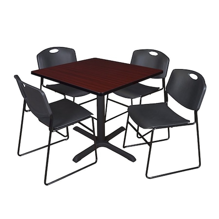 Cain Square Table & Chair Set, Wood, Metal, Polypropylene Top