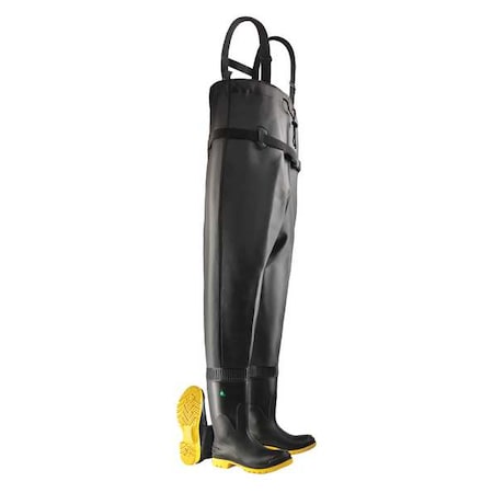 Chest Wader, PVC Upper, Polyblend Outsole, Steel Toe, 16 in Boot Height, Defined Heel Heel, Size 11