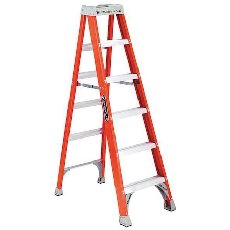 6 ft Fiberglass Stepladder, 300 lb Capacity