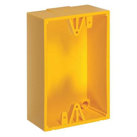 Back Box, Polycarbonate, 3.2 in Width, 1.6" Depth, Yellow