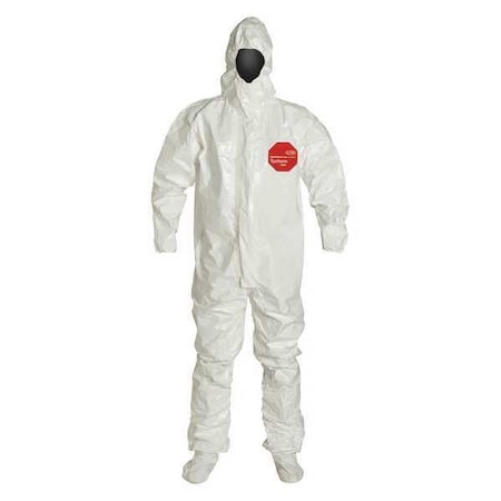Respirator Fit Hood. Elastic Wrists. Storm Flap with Adhesive Closure. White. LG