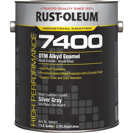 Interior/Exterior Paint, High Gloss, Oil Base, Silver Gray, 1 gal