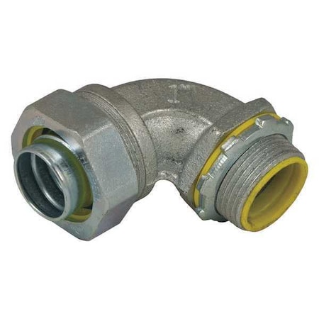 Conduit Fitting Connector, 1 in, Liquid-Tight, Steel, Electro Zinc Plated, Gray