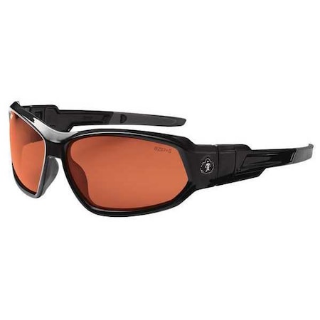 LOKI, Safety Glasses, Uncoated, Copper Lens, Black Frame, Full-Frame, Polarized