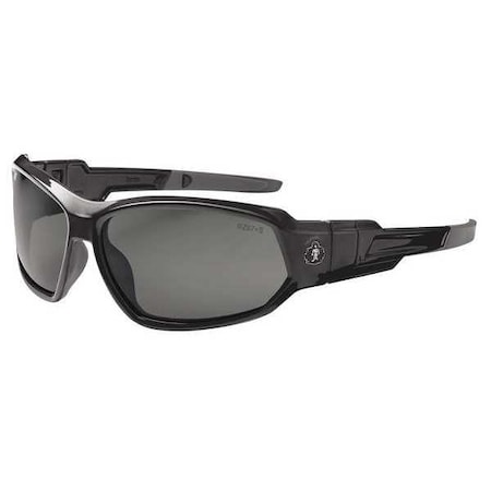 LOKI, Safety Glasses, Uncoated, Smoke Lens, Black Frame, Full-Frame, Polarized