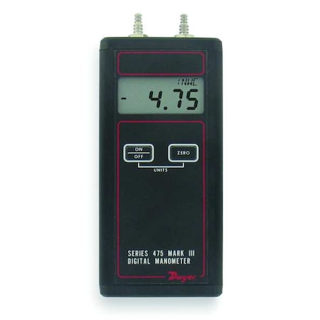 Handheld digital manometer, range 0-20.00" w.c. (4.982 kPa), max. pressure 10 psig.
