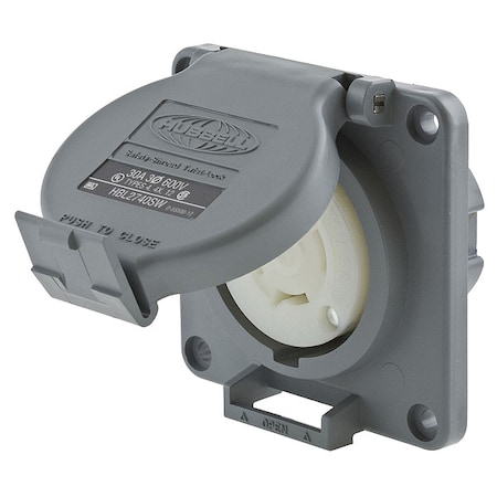 Watertight Flanged Locking Receptacle, L17-30R, 30 A, 600V AC, Three Phase, 3 Pole, Flush Mount
