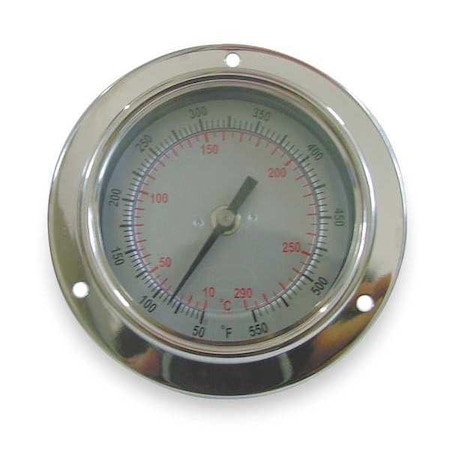 Panel mount bimetal stem thermometer, range -40 to 160 Degrees F, 4" stem.