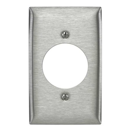 Single Receptacle Wall Plates, Number of Gangs: 1 Stainless Steel, Brushed Finish, Silver