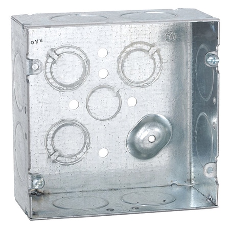 Electrical Box, 42 cu in, Square Box Type, 2 Gangs, Steel, Square Shape