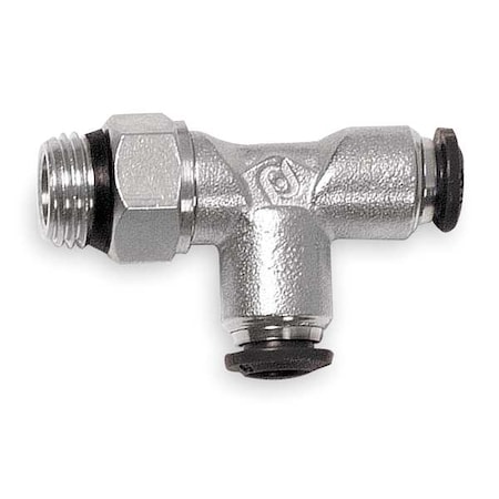 Push-Fit Tee Fitting, Push-to-Connect x Push-to-Connect x MNPT, 10mm Tube OD, 1/4 in Pipe Size