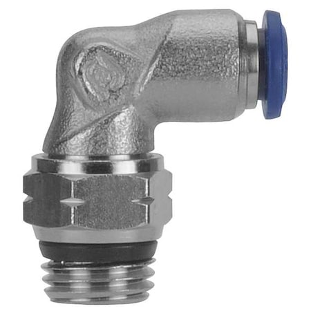 Push-Fit Elbow Fitting, Push-to-Connect x Universal, 5/32 in Tube OD, 1/4 in Pipe Size, Metal, 5 PK