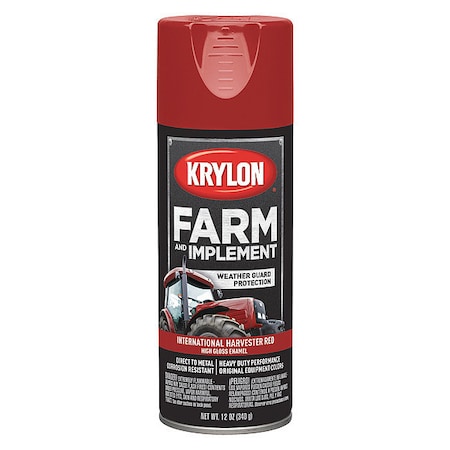 Spray Paint, International Harvester Red, High Gloss, Solvent, 12 oz