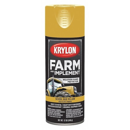 Spray Paint, School Bus Yellow, High-Gloss, Solvent, 12 oz