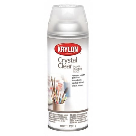 Spray Paint, Crystal Clear, Gloss, Solvent, 11 oz