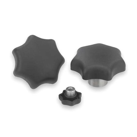 Star Grip With Steel Bushing, D=M08, D1= 50, H=32, Form: K, Tapped Blind Hole, Thermoplastic Black