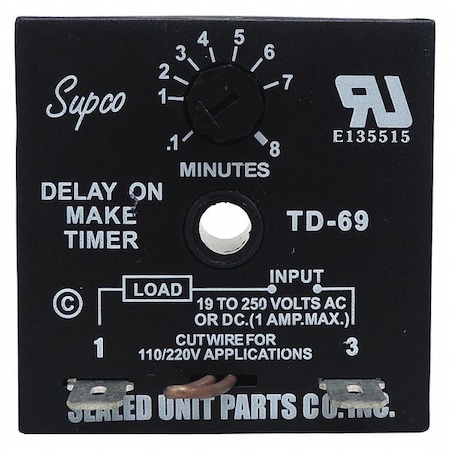 Single Function Encapsulated Timing Relay, Square, On Delay, 1 Functions 250V AC, SPST-NO