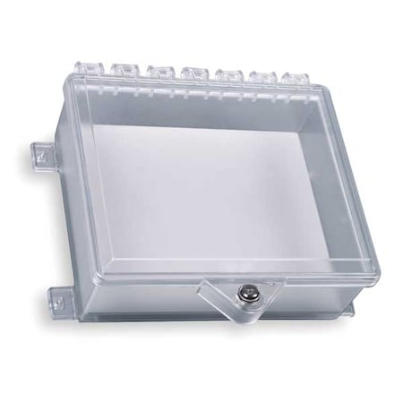 Enclosure w/Lock, Polycarbonate, Surface Mount, 8 7/8 in W x 10 7/8 in H x 3 5/8 in D, Clear