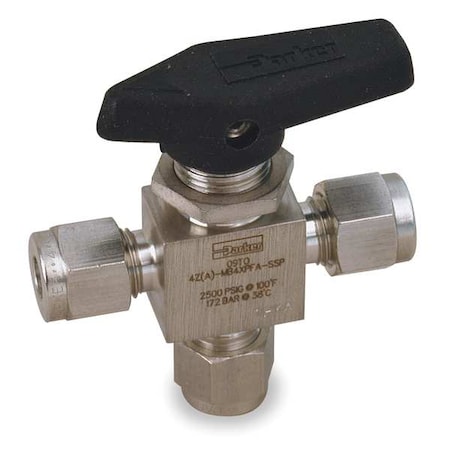 1/8" Compr Stainless Steel Mini Ball Valve 3-Way